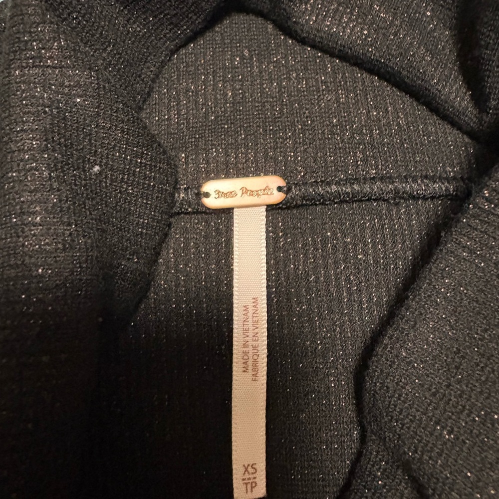Free People Black Shimmery Shirt